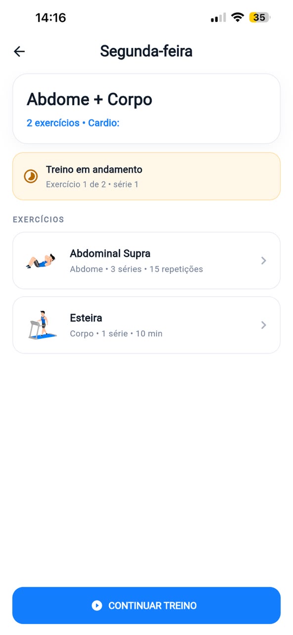 Treino do dia